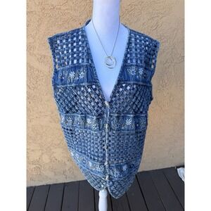 Blue Denim Vintage Women's Vest 100% Cotton Great Condition Size XL